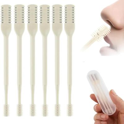 2-in-1 Nose Hair Trimmer and Ear Pick, Newly Upgraded Portable 360 Rotating Nose Hair Removal Tool, Dual Blades Prevent Hair Jamming, Suitable for Both Men and Women (Beige, 6)