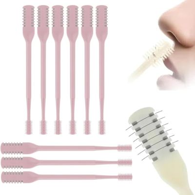 2-in-1 Nose Hair Trimmer and Ear Pick, Newly Upgraded Portable 360 Rotating Nose Hair Removal Tool, Dual Blades Prevent Hair Jamming, Suitable for Both Men and Women (Pink, 12)
