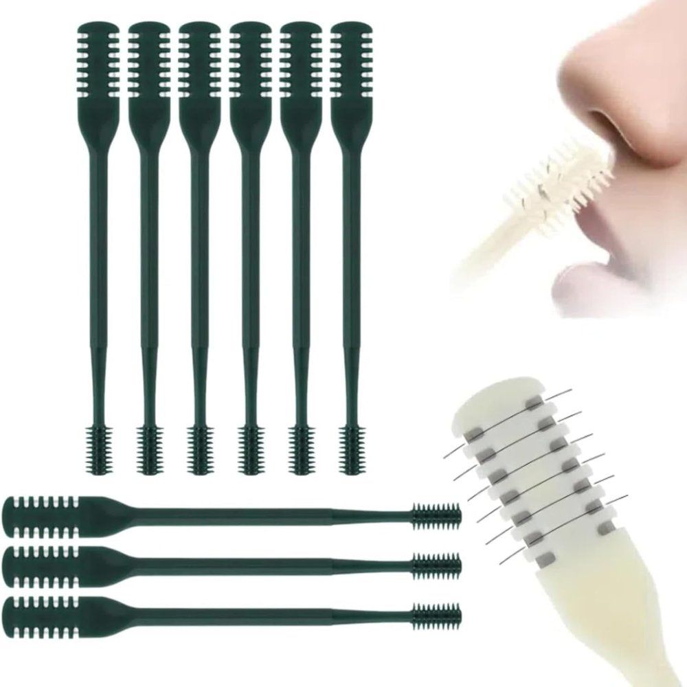 2-in-1 Nose Hair Trimmer and Ear Pick, Newly Upgraded Portable 360 Rotating Nose Hair Removal Tool, Dual Blades Prevent Hair Jamming, Suitable for Both Men and Women (Dark Green, 9)