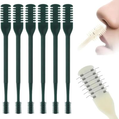 2-in-1 Nose Hair Trimmer and Ear Pick, Newly Upgraded Portable 360 Rotating Nose Hair Removal Tool, Dual Blades Prevent Hair Jamming, Suitable for Both Men and Women (Dark Green, 6)