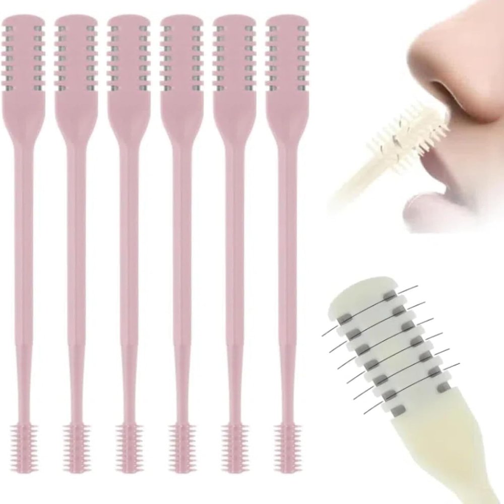 2-in-1 Nose Hair Trimmer and Ear Pick, Newly Upgraded Portable 360 Rotating Nose Hair Removal Tool, Dual Blades Prevent Hair Jamming, Suitable for Both Men and Women (Pink, 6)