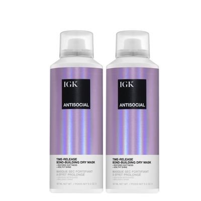 IGK Antisocial Dry Hair Mask (Pack of 2) Overnight Treatment | Bond-Building Treatment | Hydrates & Repairs | Leave-In | 5oz Each