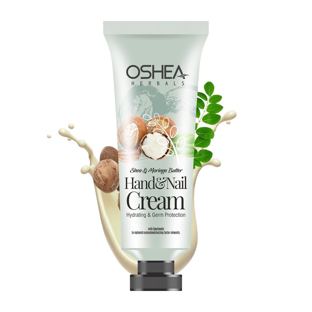 O...shea Herbals Sheabutter & Moringa Hand & Nail Cream for Women & Men | Super Hydrating with Germ Protection | Reduces Roughness & Dryness | Enriched with Shea Butter, Vitamin E and Neem Extracts