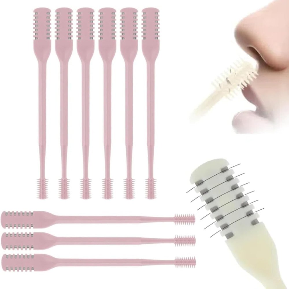 2-in-1 Nose Hair Trimmer and Ear Pick, Newly Upgraded Portable 360 Rotating Nose Hair Removal Tool, Dual Blades Prevent Hair Jamming, Suitable for Both Men and Women (Pink, 9)