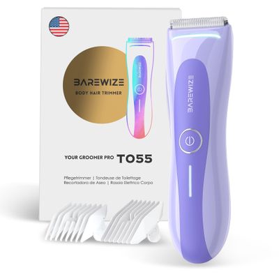 BAREWIZE Bikini Trimmer for Women, Pubic Hair Trimmer | LED Light, IPX7 Waterproof, USB-C Rechargeable, Replaceable Ceramic Blade | Electric Razors for Women, Electric Body Hair Shaver (Violet Haze)