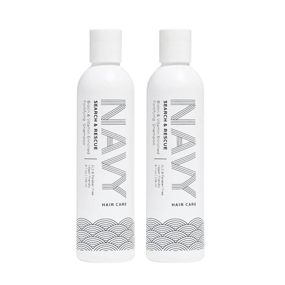 NAVY HAIR CARE Search and Rescue Shampoo | Biotin and Rosemary Oil Enriched for Hair Growth | Paraben Free | 8 oz (Pack of 2)
