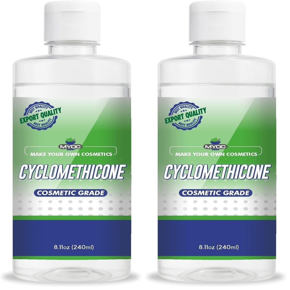 MYOC Cyclomethicone Liquid, Cosmetic Grade for Hair Serum, Skin, Spray, Making Cosmetic, Cyclomethicone Bulk- 8 Oz (Pack of 2)