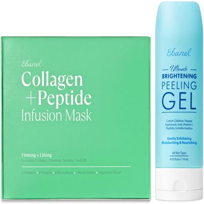 Ebanel Bundle of Ultimate Brightening Peeling Gel and Collagen Peptide Infusion Mask 8-Pack