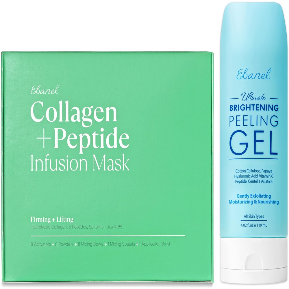 Ebanel Bundle of Ultimate Brightening Peeling Gel and Collagen Peptide Infusion Mask 8-Pack