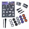 Glimmer Halloween Tricks, Treats and More Glitter Tattoo Kit! - 75 Stencils (15 Designs, 5 Each), 12 Glitters, 3 Crystal Jars, 2 Glues, 2 Brushes with Tweezers view 1
