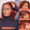 10 inch Bob Wig Human Hair, 13x4 HD Lace Front Wigs Human Hair, Glueless & Pre Plucked Bob Wig with Baby Hair, 180% Density Bob Wigs for Woman (reddish brown) view 2