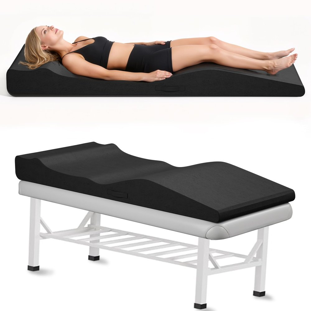 Selectico Ergonomic Lash Bed Topper, High-Density Foam Massage Table Topper with Plush Removable Cover, Non-Slip Massage Table Pad for Salon, Spa, Facial,Lash Extension Beds, 71"x28" (Black)