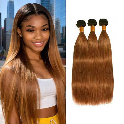 T1B/30 Ombre Brown Straight Human Hair Bundles 26 28 30 Inch