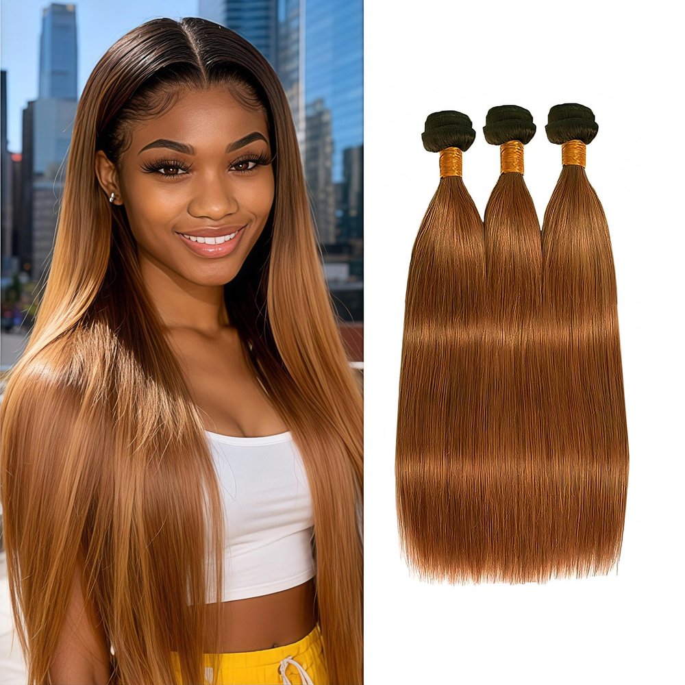 T1B/30 Ombre Brown Straight Human Hair Bundles 26 28 30 Inch