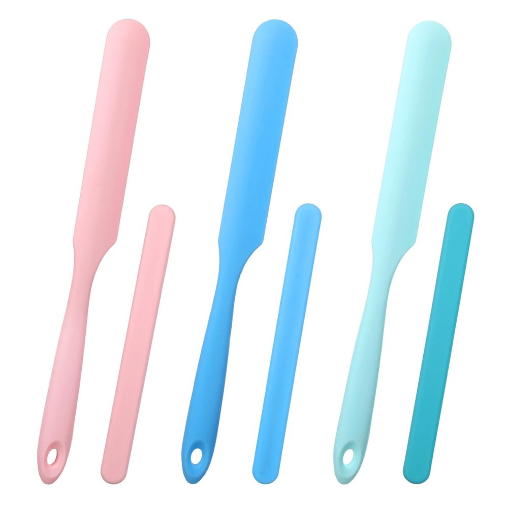 6Pcs Silicone Stir Sticks Silicone Wax Stick Spatula Scraper for Resin Non-Stick Reusable Wax Mixing Stick for Stirring Home Salon Body Use, Pink Blue Green