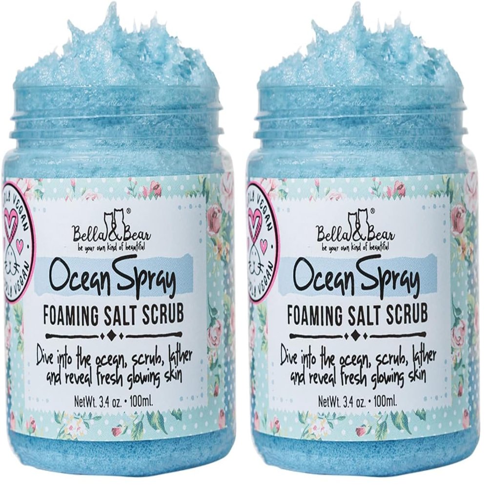 Bella & Bear Ocean Spray Body Scrub - Travel Size - Vegan 3.4oz (3.4 oz) (3.4 oz) (Pack of 2)