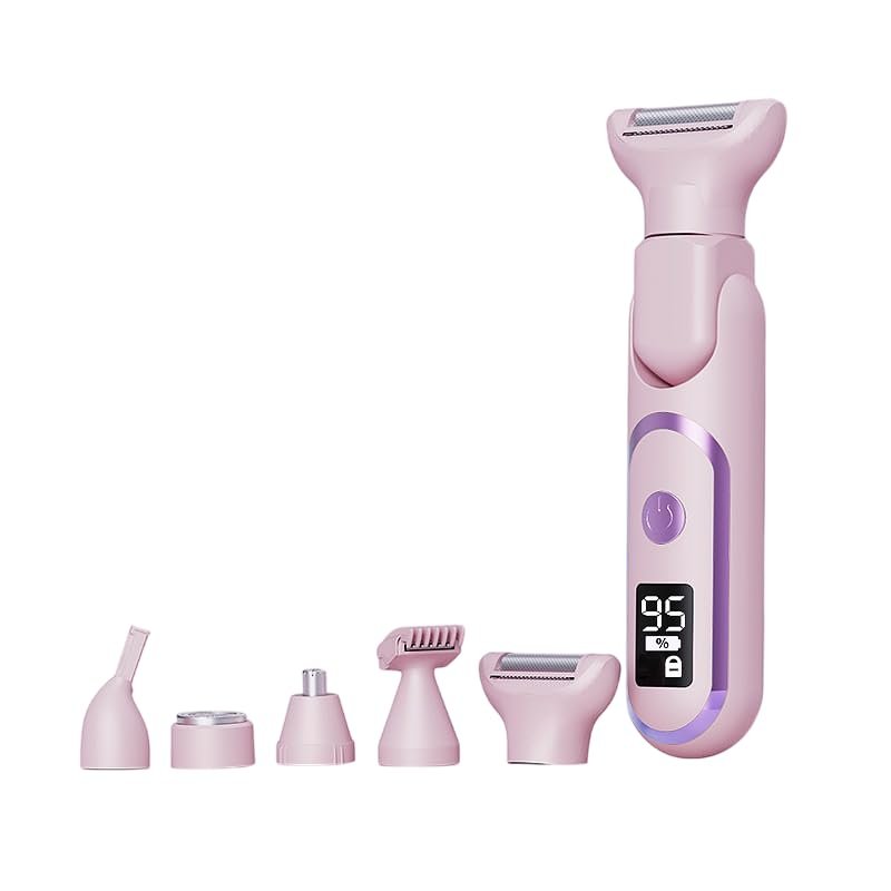 cdpdmai 5-in-1 Women Electric Razor, Bikini Trimmer, Bikini Shaver, Womens Shaver, Wet & Dry Use Painless Trimmer Groomer for Face Body Legs, Rechargeable Electric Lady Shaver(Color:Pink)