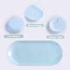 3Pcs Manicure Tools Storage Tray, Oval Plastic Storage Dish Nail Art Accessory Display Trays, Jewelry Rhinestone Organizer Plate, Makeup Cosmetic Nail Decorations Storages PlateBlue view 4