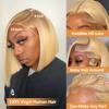 12 inch Bob Wig Human Hair, 13x4 HD Lace Front Wigs Human Hair, Glueless & Pre Plucked Bob Wig with Baby Hair, 180% Density Bob Wigs for Woman (27/613) view 2