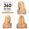 12 inch Bob Wig Human Hair, 13x4 HD Lace Front Wigs Human Hair, Glueless & Pre Plucked Bob Wig with Baby Hair, 180% Density Bob Wigs for Woman (27/613) view 3