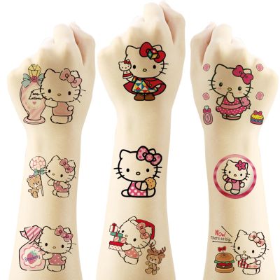 20 Sheets Hello Cat Kitty Temporary Tattoos, Birthday Party Favors, Cartoon Decoration Sticker Gifts Home Activity Christmas Rewards (KT)