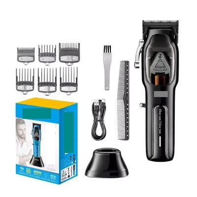 Barber High Speed Motor 9000 RPM Electric Hair Clipper Rechargeable Professional Trimmer with Charging Base -1763(KM-1763-black)