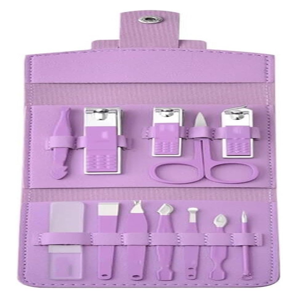 12 Piece Manicure and Pedicure Nail Clipper Set Kit for Women and Men (Purple 11.5 * 10cm)