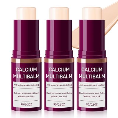 3pcs Calcium Volume Multi Balm,Calcium Multi Balm,Wrinkle Core StickKorean Collagen Moisturing Stick, Anti-aging, Hydrating, Almond & Vitamin E for Lip Balm Eye Cream Neck