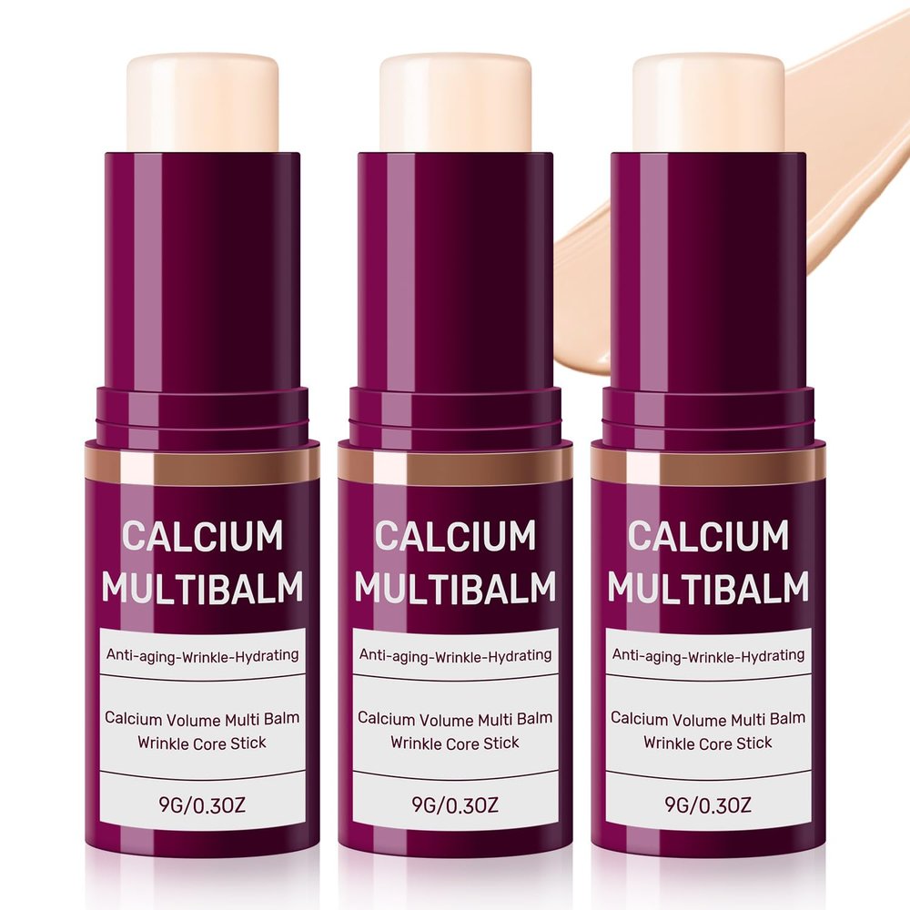 3pcs Calcium Volume Multi Balm,Calcium Multi Balm,Wrinkle Core StickKorean Collagen Moisturing Stick, Anti-aging, Hydrating, Almond & Vitamin E for Lip Balm Eye Cream Neck