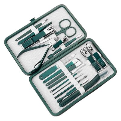 Nail Care Kit with Clippers and Pliers for Manicure and Pedicure Home Use (Green 15.6 * 9.5CM)