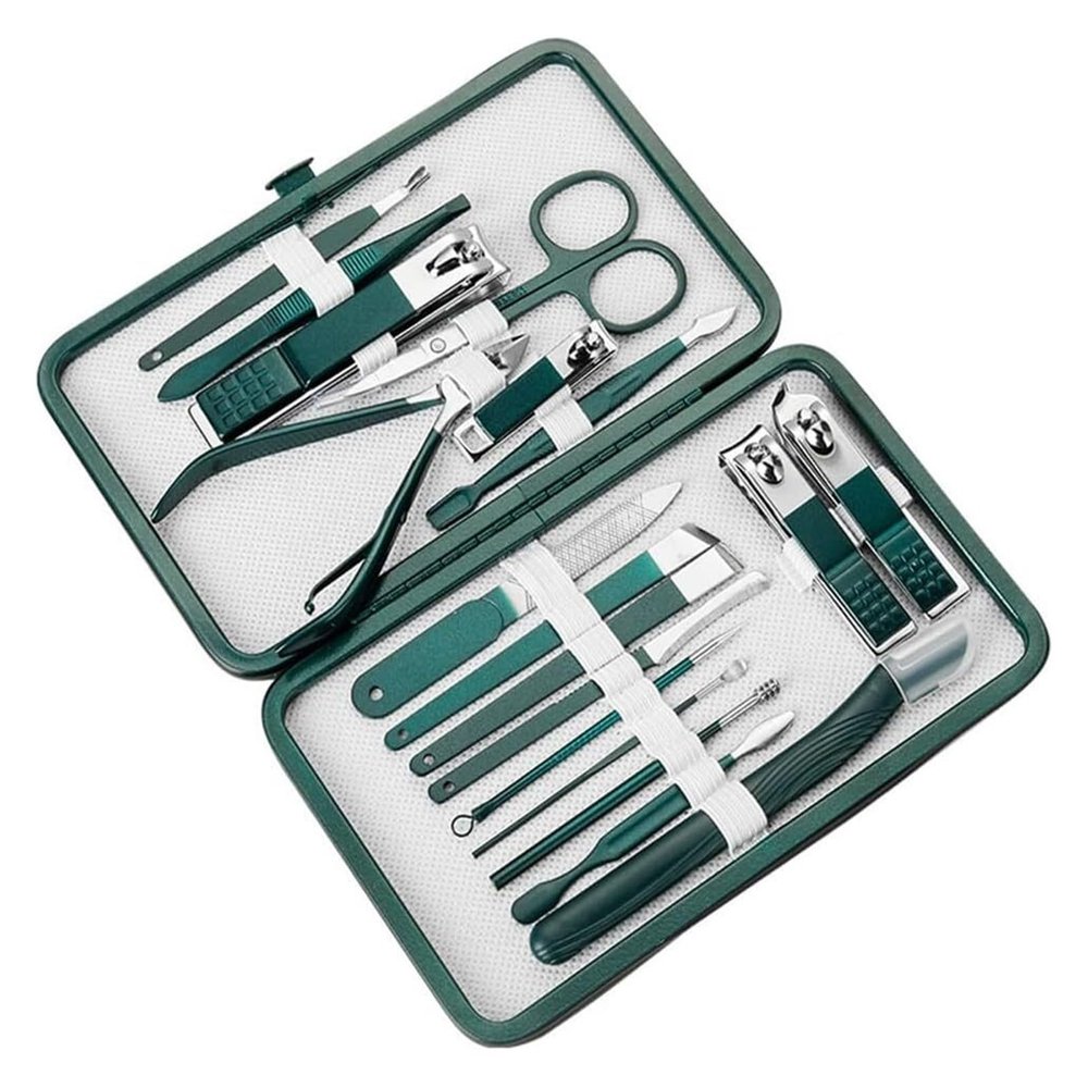 Nail Care Kit with Clippers and Pliers for Manicure and Pedicure Home Use (Green 15.6 * 9.5CM)