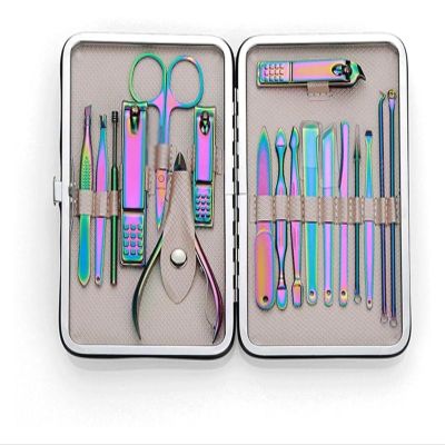 18 Piece Nail Clippers Kit Color Changing Manicure Set Nail Care Tools ()