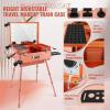 24'' Aluminum Trolley Makeup Train Case with 8 LED Light Rolling Cosmetic Organizer Studio Speaker Make up Artist Studio-black view 4
