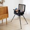 ZHLINUO Makeup Train Case with 8 LED Lights, Professional Rolling Lighted Cosmetic Organizer Box with 4 Rolling Mirror & Stands & Wheels, Professional Artist Trolley Studio Free Standing Case view 4