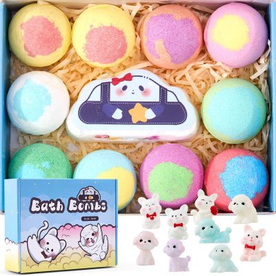 Bath Bombs for Kids with Toys Inside for Girls Boys - 11 Pack Bath Bombs Gift Set with Surprise with Surprise Toys | Kids Safe Bubble Bath Fizzy Balls Halloween Christmas Birthday Gift Kit