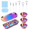 23 Rainbow Esthetician Facial Supplies 3 Stainless Steel Face Mask Mixing Bowls 3 Fan Brushes Esthetician 3 Facial Flat Brushes Skincare Tray 3-Compartment Serving Tray 12 Compressed Facial Sponges view 1