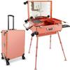 24" Large Capacity Makeup Trolley LED Light Mirror Rolling Cosmetic Case Waterproof Storage Vanity for Artists Travel Organizer-Rose Gold view 1