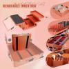 24" Large Capacity Makeup Trolley LED Light Mirror Rolling Cosmetic Case Waterproof Storage Vanity for Artists Travel Organizer-Rose Gold view 2