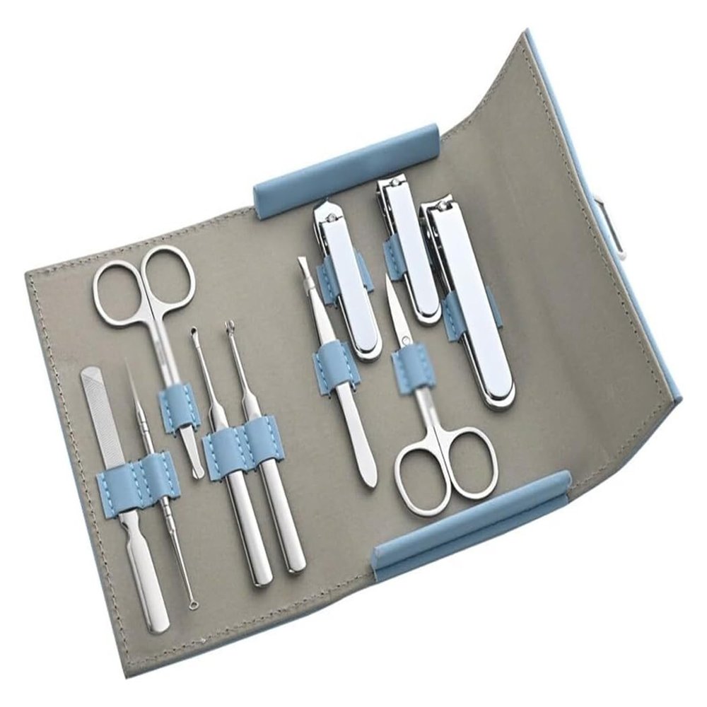 10 Piece Stainless Steel Nail Clippers Set Manicure Kit Nail Care Tools ()