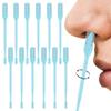 2-in-1 Nasal Hair Cutter, 360 Rotating Nose Hair Trimmer with Ear Pick, 2025 Dual-Action Manual Nasal Hair Remover Tool for Men and Women, Double-Sided Blade & Soft Cleaning Brush (Blue, 12PCS)