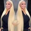 JKD 26 In Blonde Wear and Go Glueless Wigs Human Hair 220% Density 613 Lace Front Wig Human 7x5 Blonde Straight Wig HD Lace Closure Wigs Pre Plucked Pre Cut Bleached Knots With Baby Hair view 1