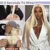 JKD 26 In Blonde Wear and Go Glueless Wigs Human Hair 220% Density 613 Lace Front Wig Human 7x5 Blonde Straight Wig HD Lace Closure Wigs Pre Plucked Pre Cut Bleached Knots With Baby Hair view 4