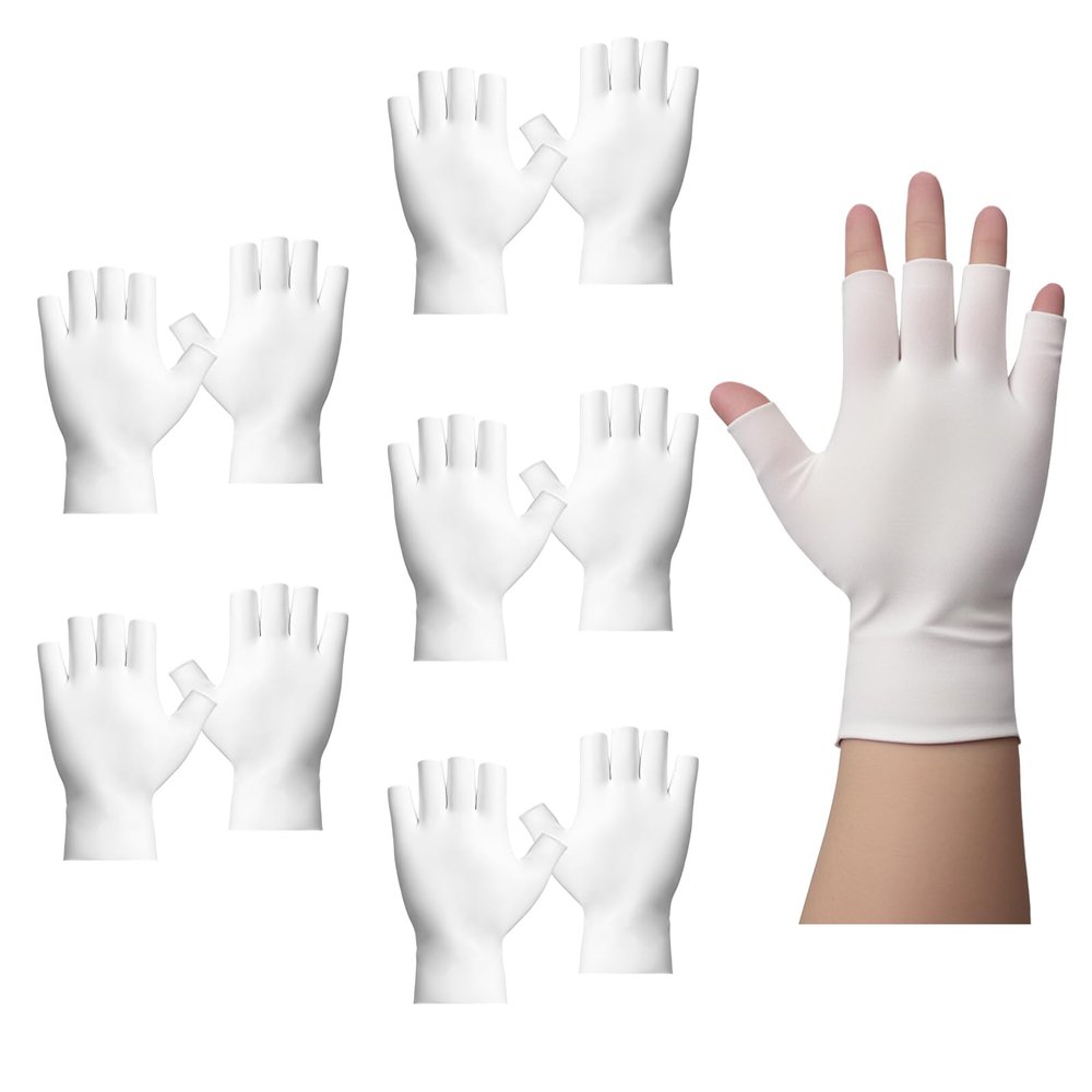5 Pairs Fingerless Moisturizing Gloves - 100% Cotton White Therapy Gloves, Fingerless Cotton Moisturizing Gloves Cut 5 Fingertips, Breathable Night Gloves for Overnight Hydration, Dry Hands Care