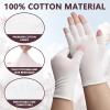 5 Pairs Fingerless Moisturizing Gloves - 100% Cotton White Therapy Gloves, Fingerless Cotton Moisturizing Gloves Cut 5 Fingertips, Breathable Night Gloves for Overnight Hydration, Dry Hands Care view 3