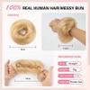 hair bun, Curly 100% Human Hair Fluffy Bun Scrunchies(Bright gold) view 2