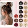 hair bun, Curly 100% Human Hair Fluffy Bun Scrunchies(Bright gold) view 3