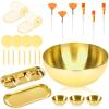 26 Gold Esthetician Supplies 3 Fan Brushes Esthetician 3 Facial Mask Mixing Bowls Large Gold Serving Bowls 3 Facial Flat Brushes Skincare Tray 3-Section Serving Tray 12 Facial Sponges 2 Spa Headbands view 1