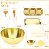 26 Gold Esthetician Supplies 3 Fan Brushes Esthetician 3 Facial Mask Mixing Bowls Large Gold Serving Bowls 3 Facial Flat Brushes Skincare Tray 3-Section Serving Tray 12 Facial Sponges 2 Spa Headbands view 2