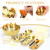 26 Gold Esthetician Supplies 3 Fan Brushes Esthetician 3 Facial Mask Mixing Bowls Large Gold Serving Bowls 3 Facial Flat Brushes Skincare Tray 3-Section Serving Tray 12 Facial Sponges 2 Spa Headbands view 3