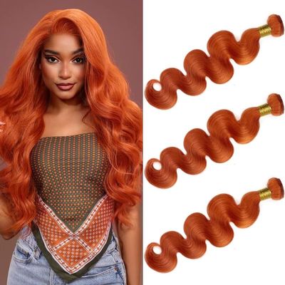 Orange Bundles Human Hair 10 12 14inch Body Wave Bundles 12A Brazilian Virgin Hair 3Bundles Double Weft Hair Weave for Women #350Ginger